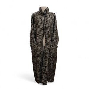 Vintage Wool Mohair Geometric Dark Academia Old Money Oversized Blanket Coat OS